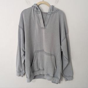 Aerie Split Neck Pullover Hoodie Oversized Fit Distressed Blue Size Small S
